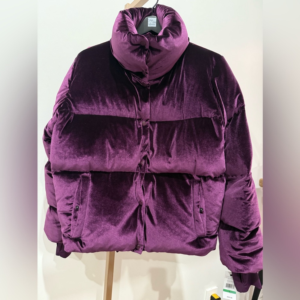 SAM. Luxe Velvet Plum Puffer Jacket